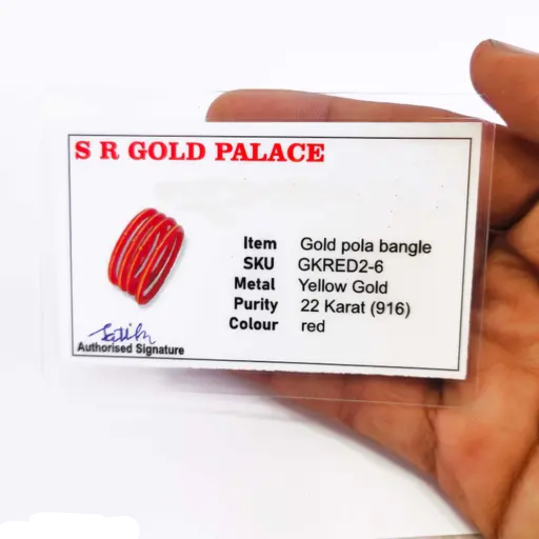 22kt (916) Yellow Gold Handmade Pola Bangles/Chooda/Churas for Women with Purity Certificate