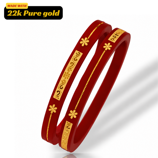 22kt (916) Pure Gold Taar Handmade Pola Bangles for Women with Purity Certificate